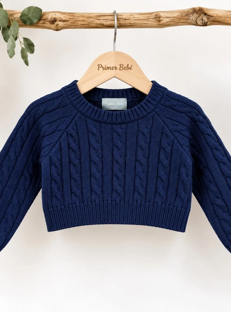 Jersey corto azul marino para niña Mon Petit Bonbon