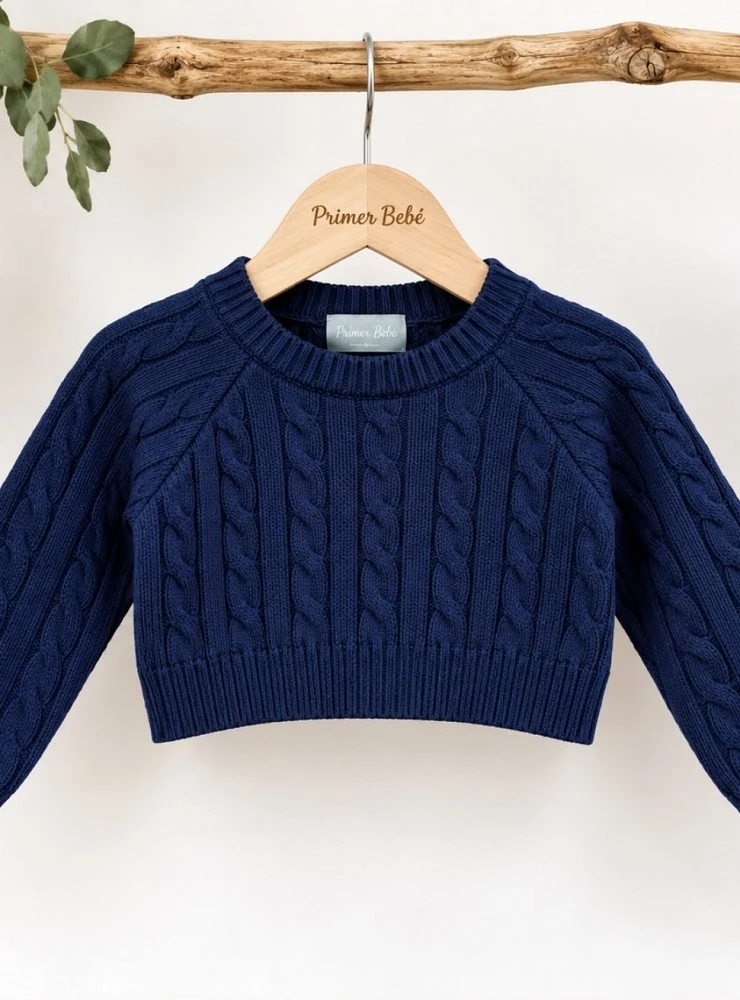 Jersey corto azul marino para niña Mon Petit Bonbon