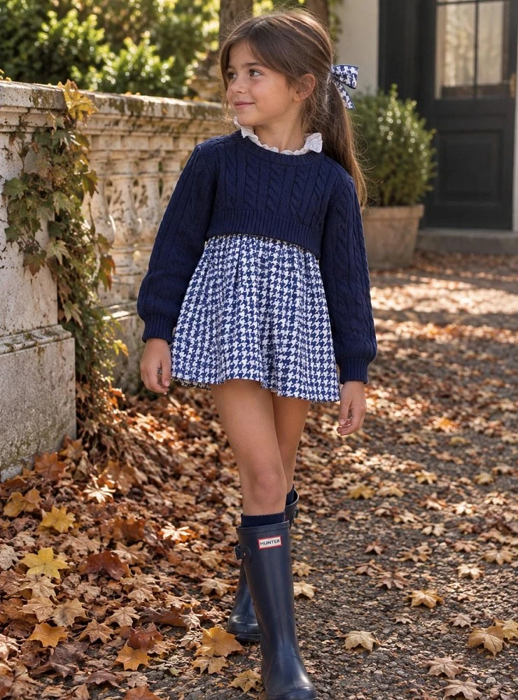 Jersey corto azul marino para niña Mon Petit Bonbon
