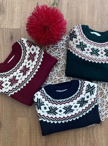 Jersey de punto Jacquard con cenefa colección Natale