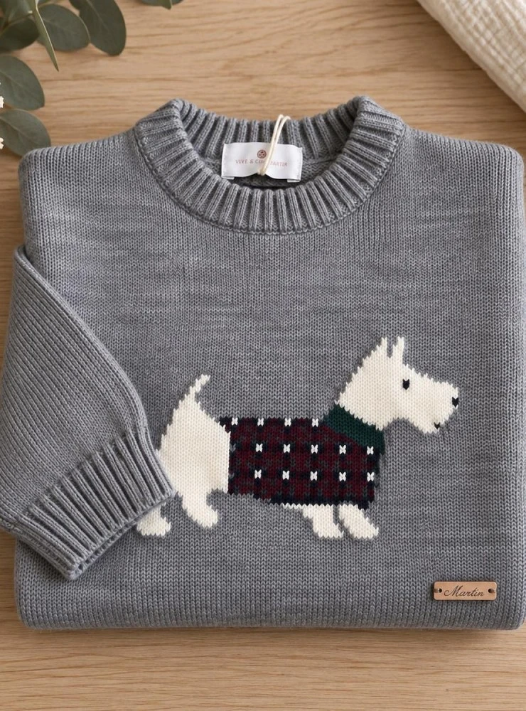 Jersey Niño Colección Tineo Gris con Perrito