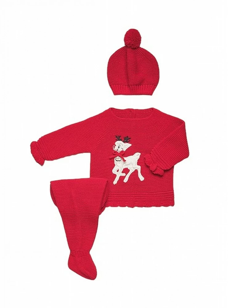 Jersey set with leggings and red hat with Reindeer