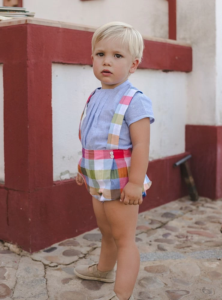 José Varón romper and blouse, checkered and striped collection