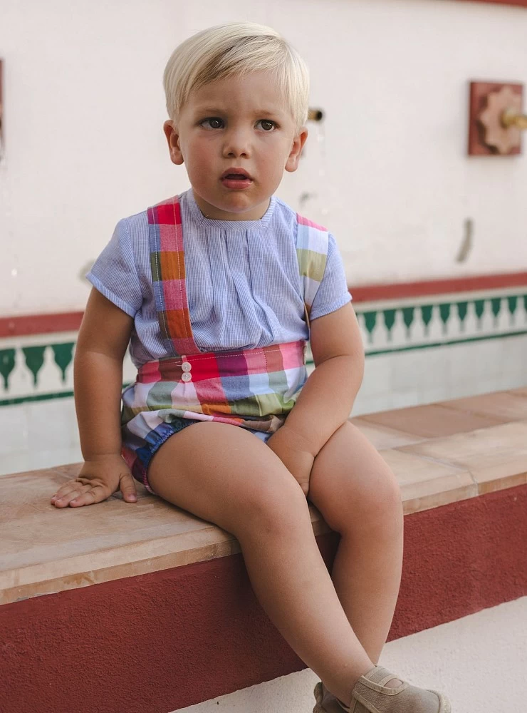 José Varón romper and blouse, checkered and striped collection