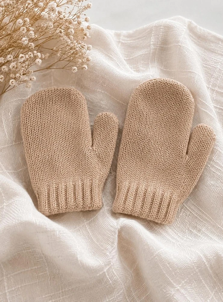 Knitted Baby Mittens – Royal Blue, Nude Pink and Nougat