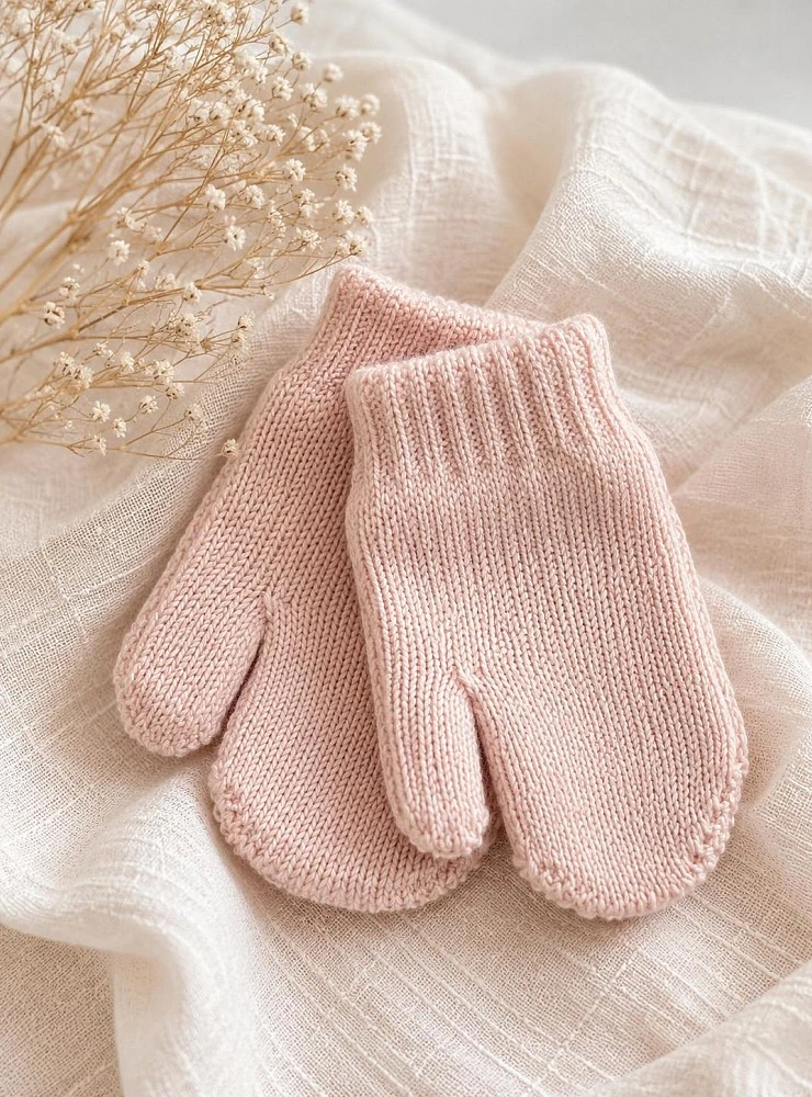 Knitted Baby Mittens – Royal Blue, Nude Pink and Nougat