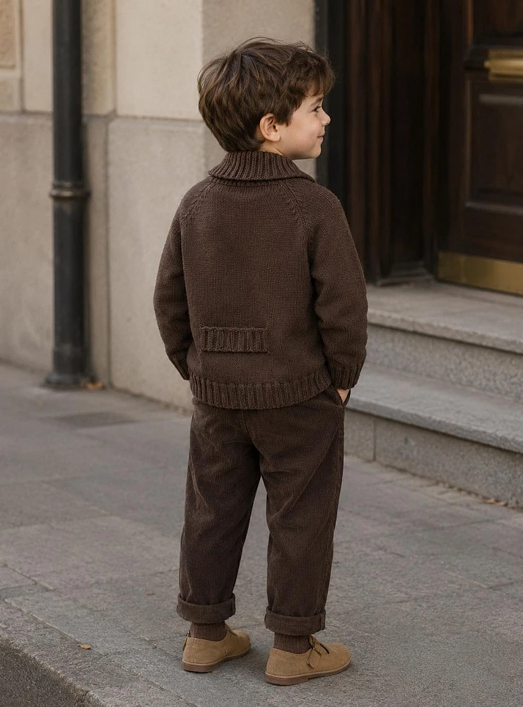 Knitted cardigan for boys with merino wool
