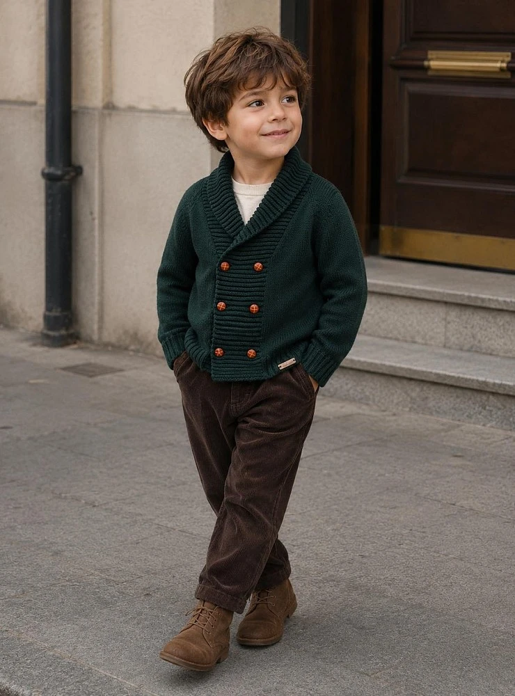 Knitted cardigan for boys with merino wool