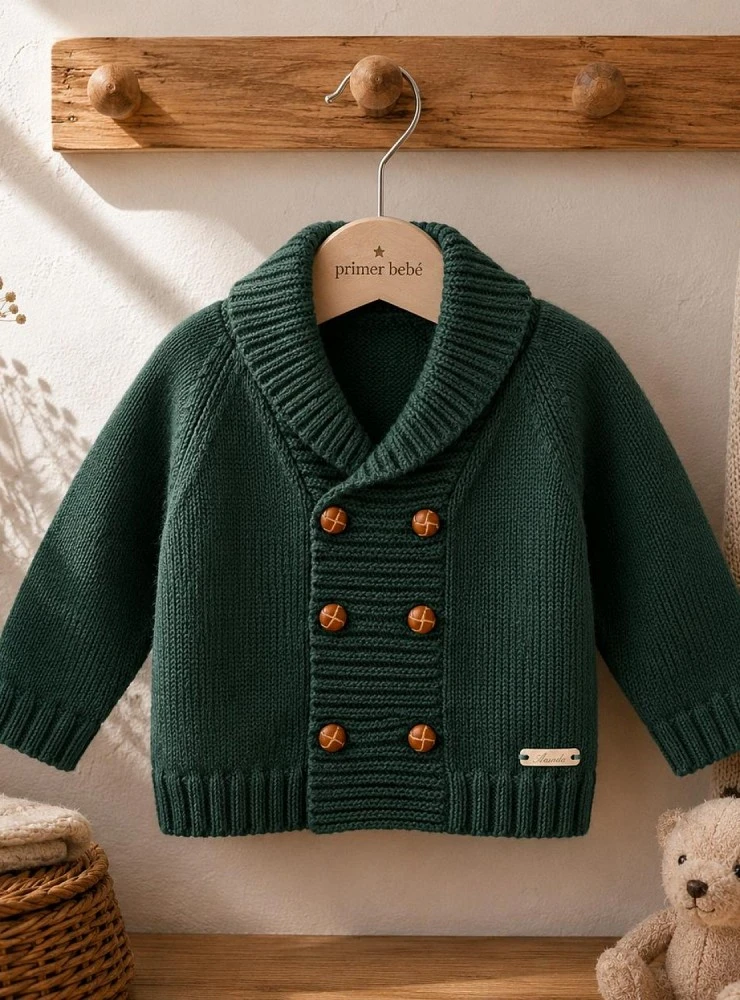 Knitted cardigan for boys with merino wool