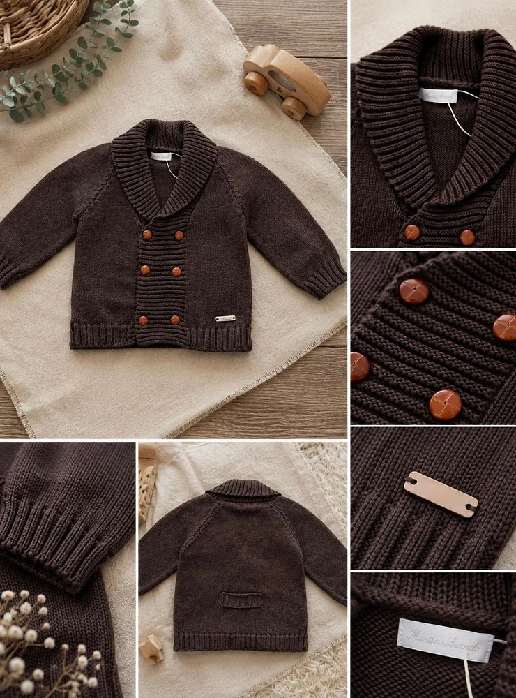 Knitted cardigan for boys with merino wool