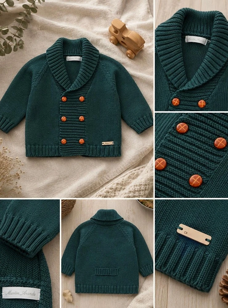 Knitted cardigan for boys with merino wool