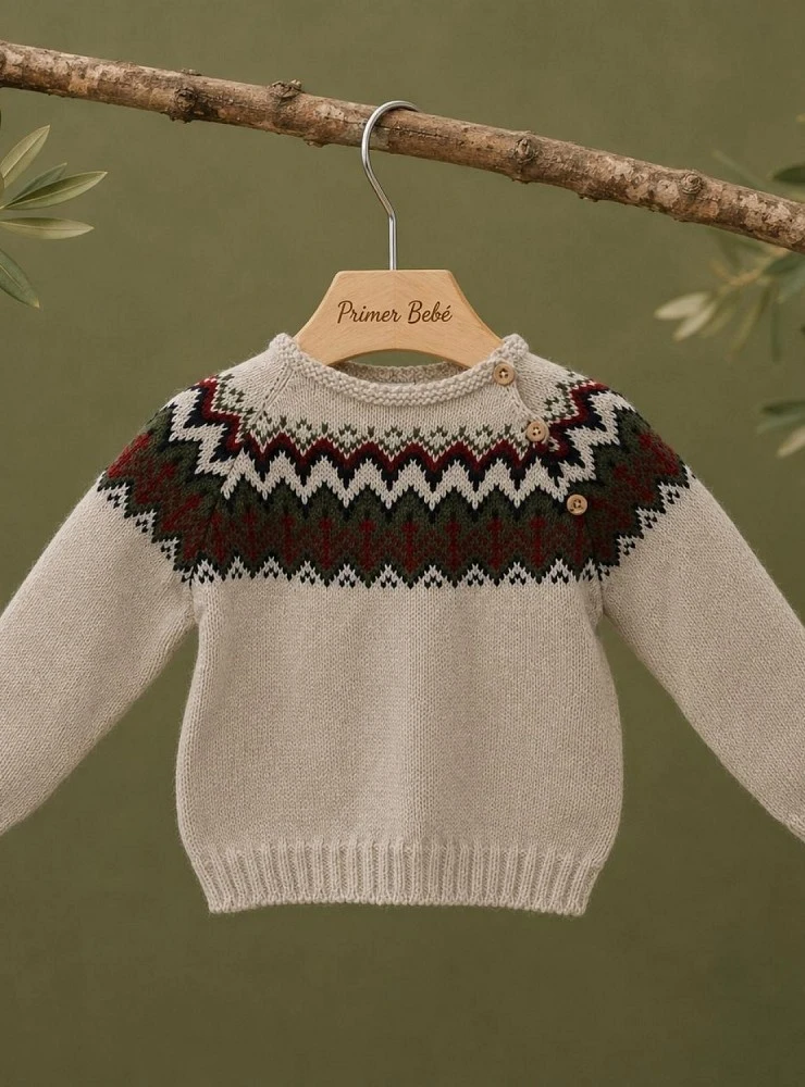 Knitted sweater for baby boy, Greca collection
