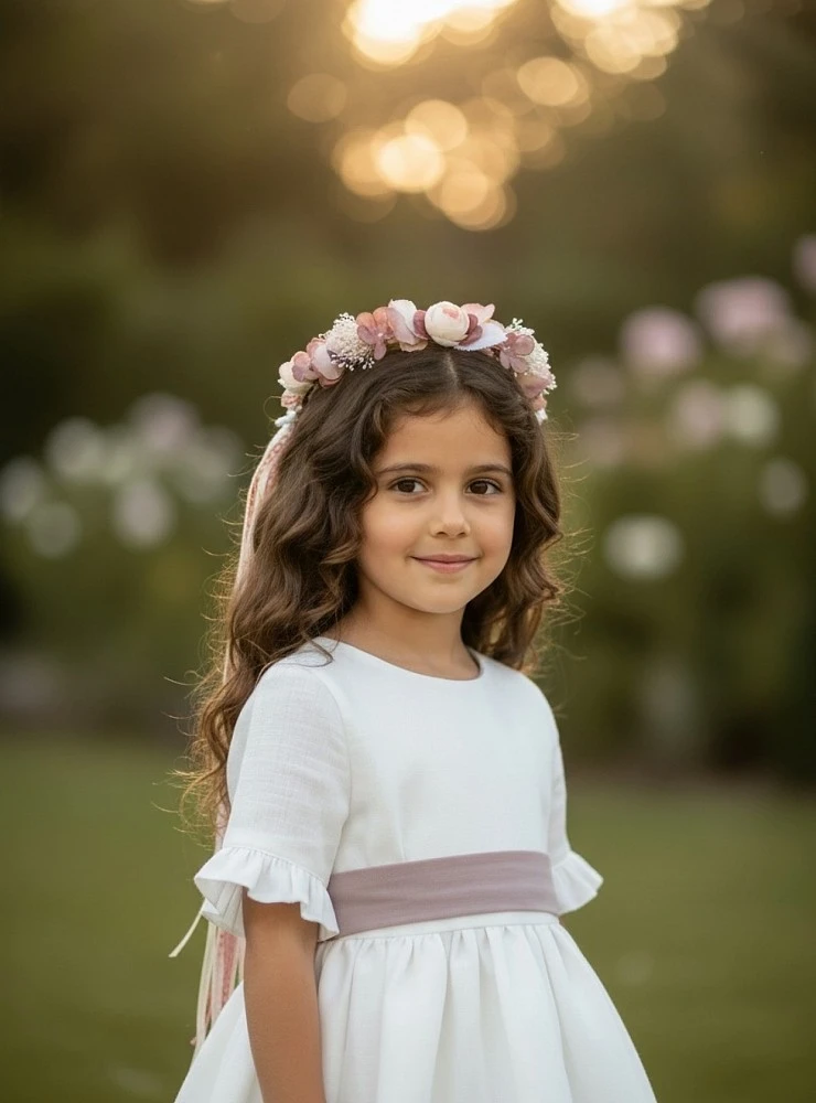 Linen dress for flower girls or special occasions. Aura Collection
