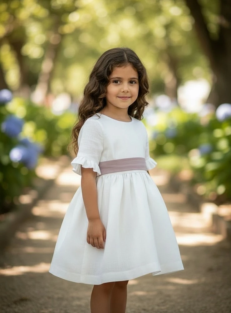 Linen dress for flower girls or special occasions. Aura Collection