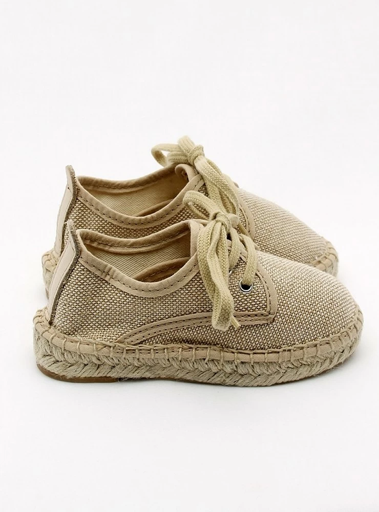 Linen linen lace-up espadrille for children.