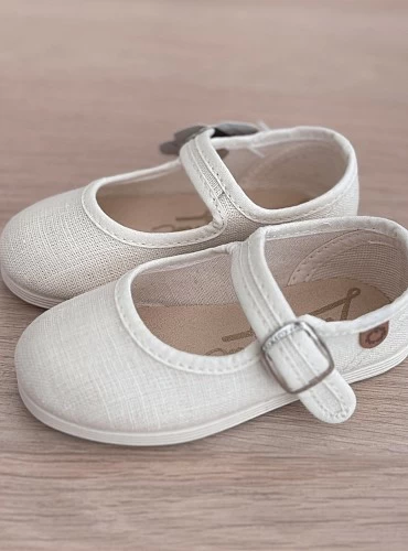 Linen Mary Janes in various colors.