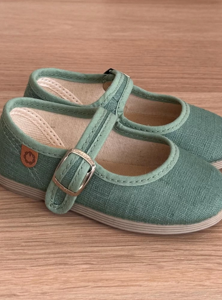 Linen Mary Janes in various colors.