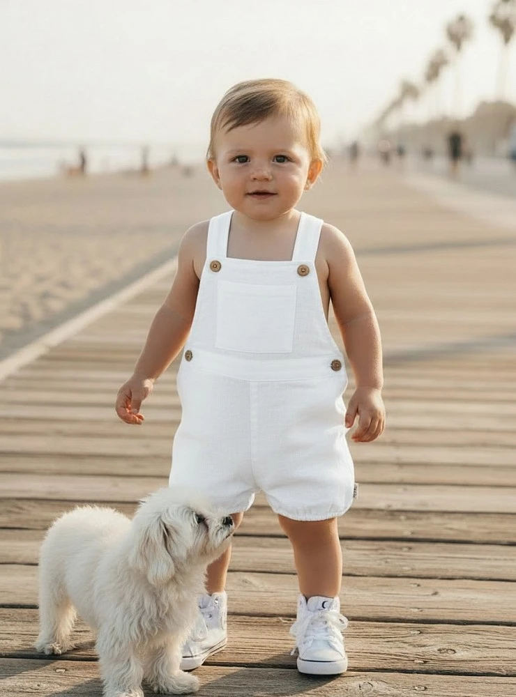 Linen romper for boys. Two colors