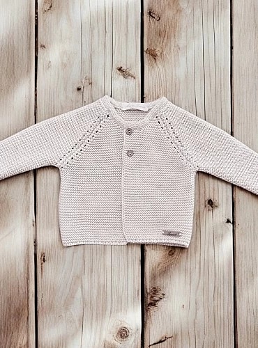 Long jacket in two-tone chunky knit.
