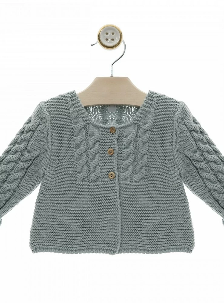 Long silk green knitted jacket.