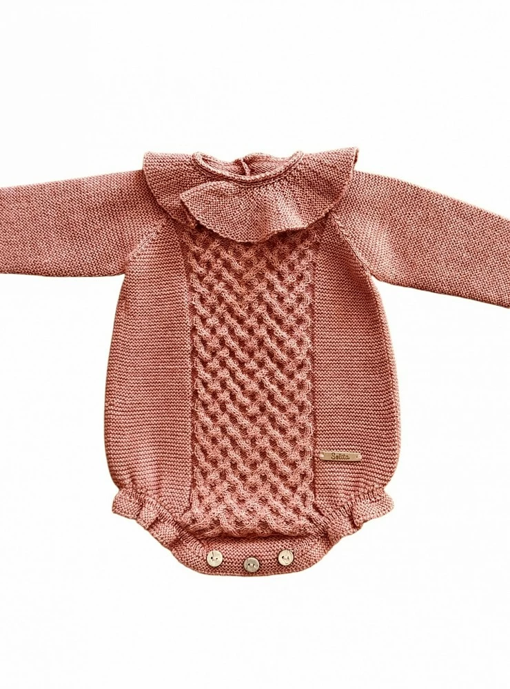 Merino wool romper for girls, Nido de Sueños collection
