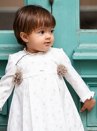 Microcorduroy dress with rabbits Autumn collection by Foque