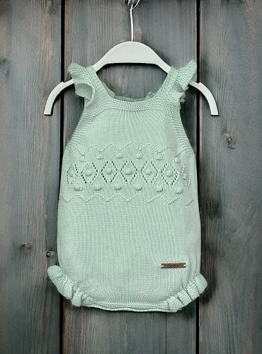 Mint green organic cotton romper for girls