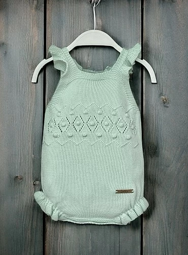 Mint green organic cotton romper for girls
