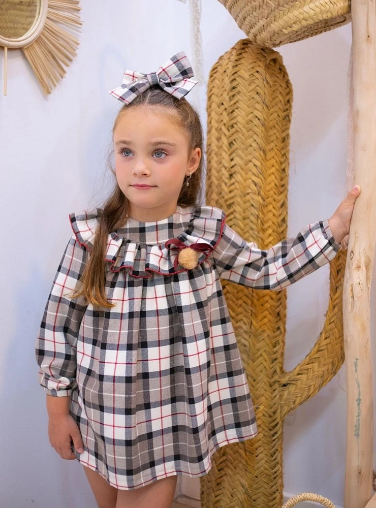 Mon Petit Bonbon Tartan Baby Girl Set: Christening Gown and Panties