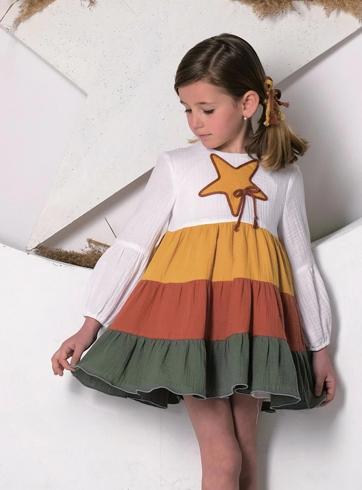 Multicolored muslin dress Ardilla Collection