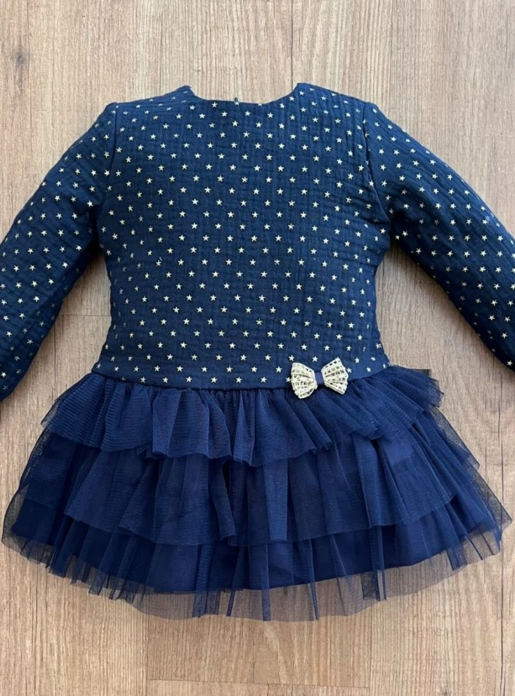 Navy and gold baby girl dress