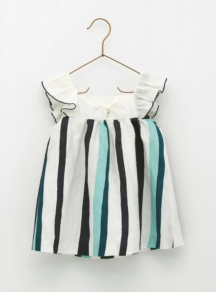 Navy and water striped linen dress