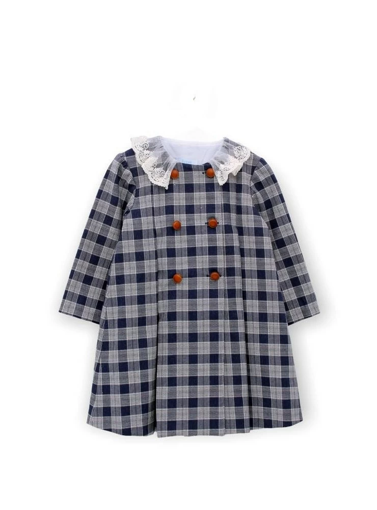 Navy check dress England collection by Foque