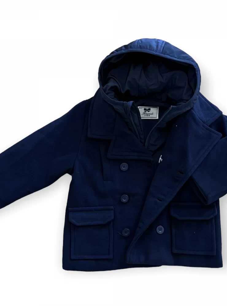 Navy cloth trenka for boy. Two coats in one