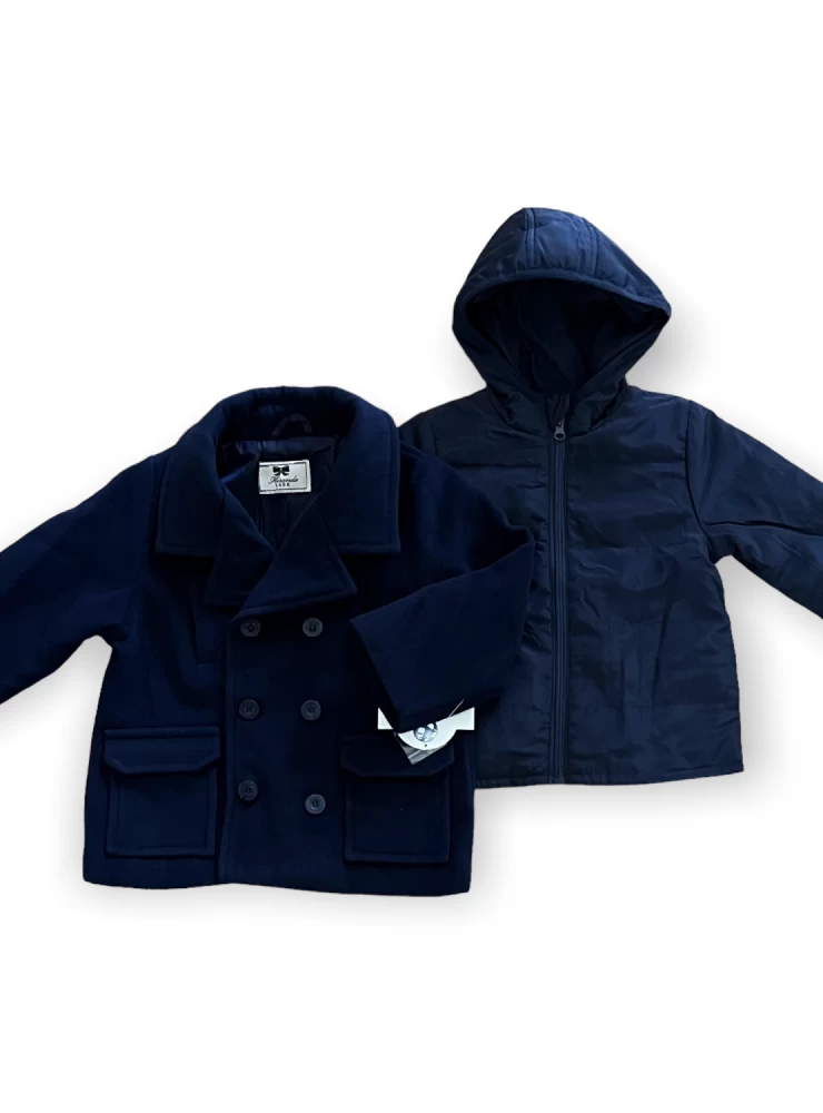 Navy cloth trenka for boy. Two coats in one