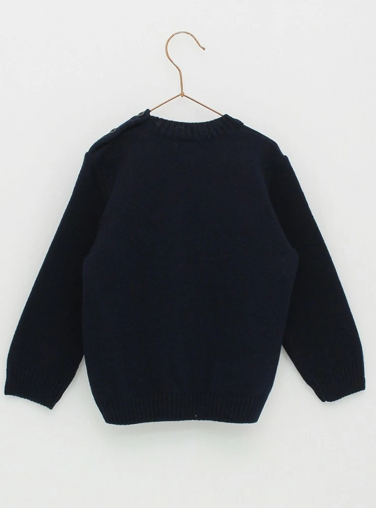 Navy knit sweater Foque brand. O-Winter