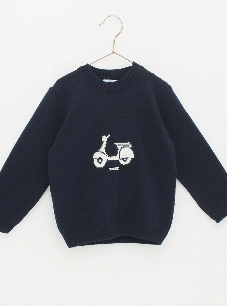 Navy knit sweater Foque brand. O-Winter