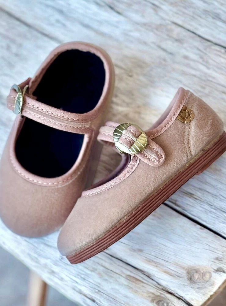 Old Pink velvet Mary Janes with Japanese buckle