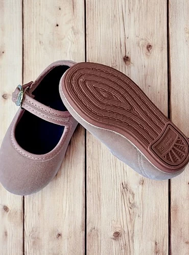 Old Pink velvet Mary Janes with Japanese buckle