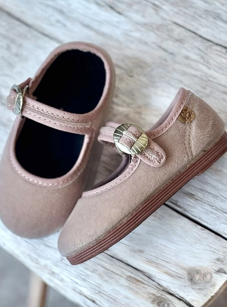 Old Pink velvet Mary Janes with Japanese buckle