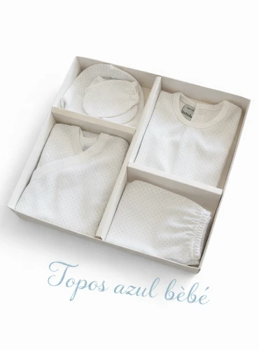 Pack Nacimiento blanco con topos azul o rosa