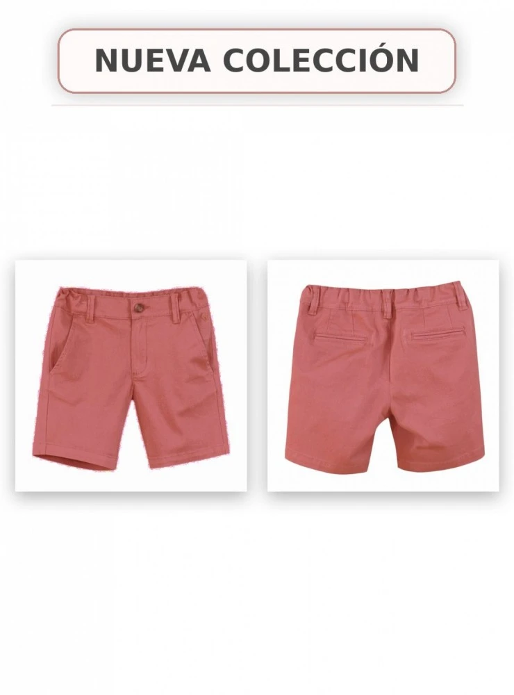 Pantalon corto de loneta para niño color Frambuesa