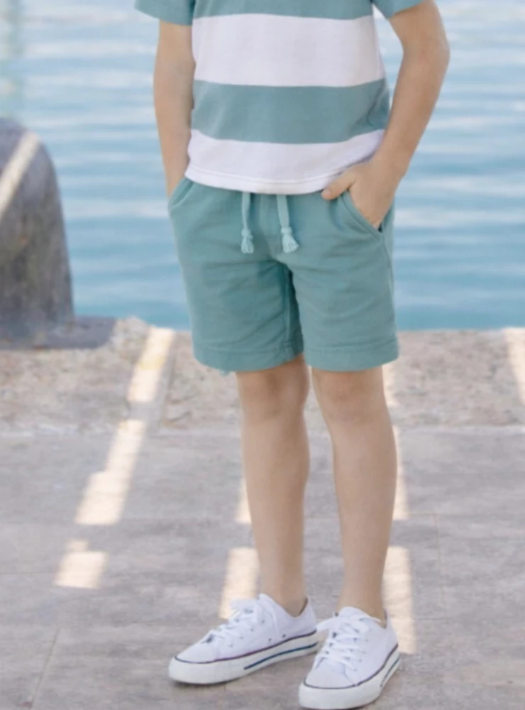 Pantalón corto de Loneta para niño color verde empolvado