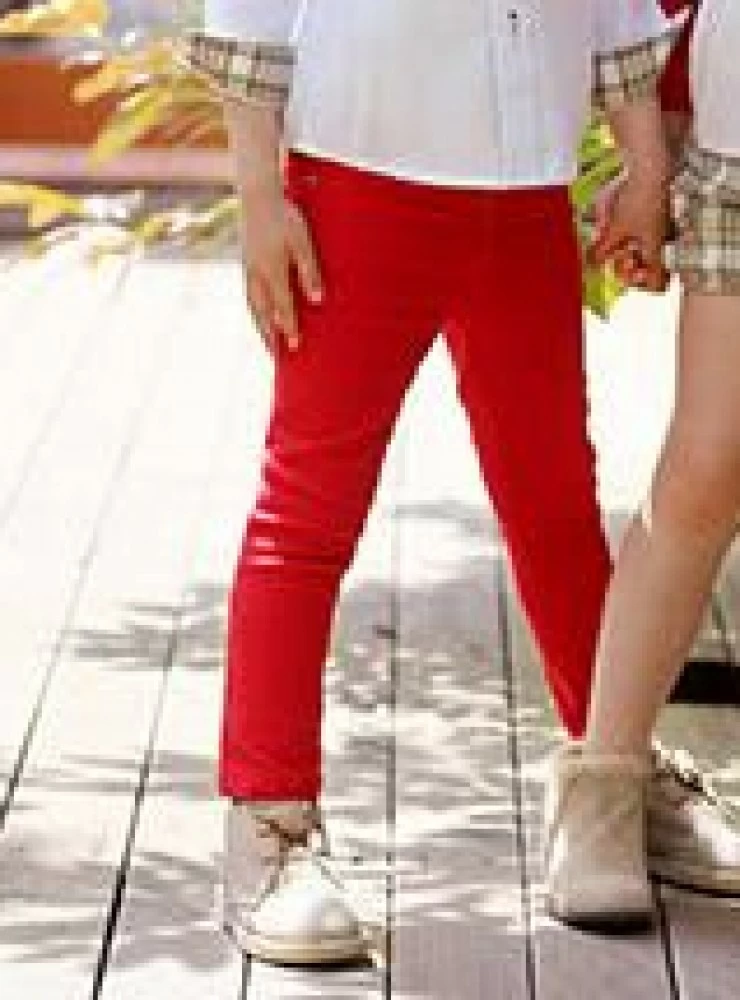 Pantalon de Foque color Rojo, Loneta con cuero. O-invi