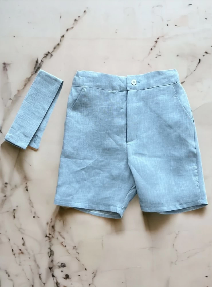 Pantalón para niño de lino con fajín. tres colores