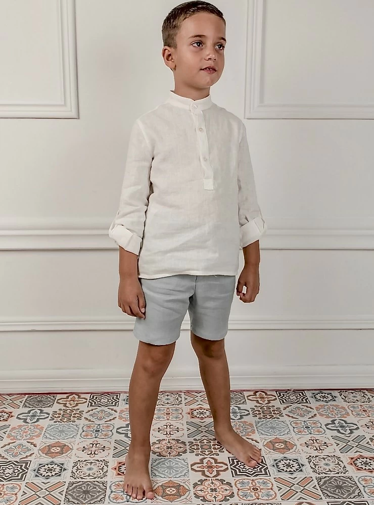 Pantalón para niño de lino con fajín. tres colores