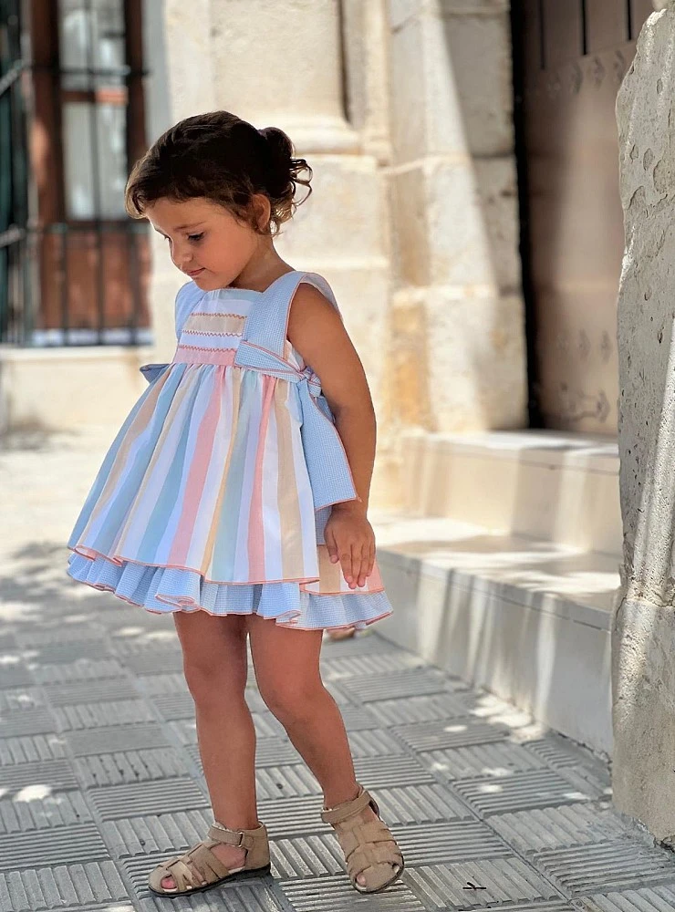 Pastel collection baby dress and bloomers set