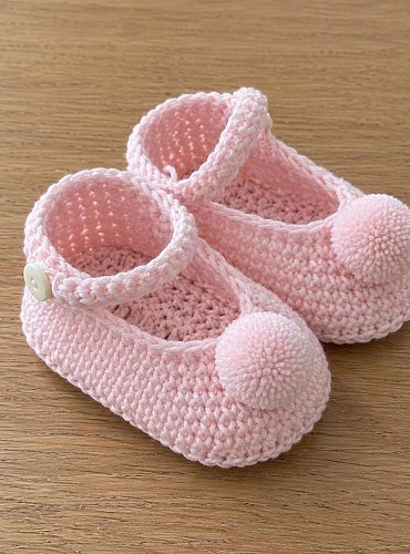 Patucos Artesanales Bebé de Punto con Pompón | Unisex