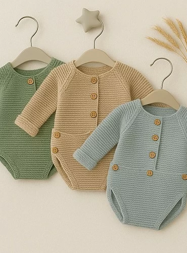 Pelele de punto unisex con botones de madera