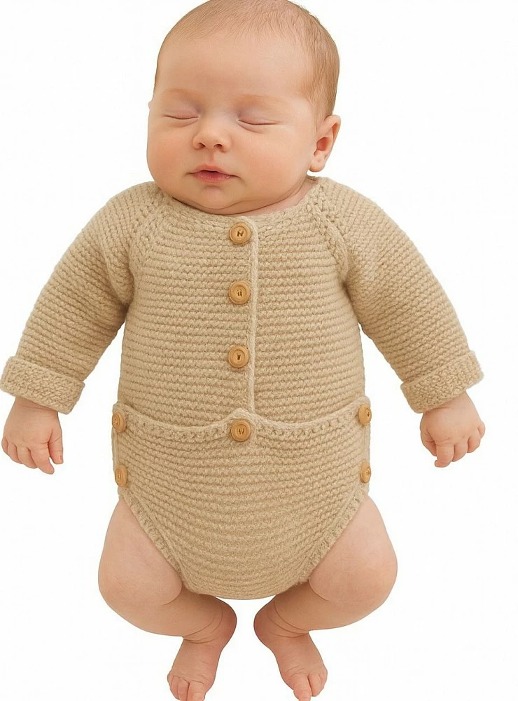 Pelele de punto unisex con botones de madera